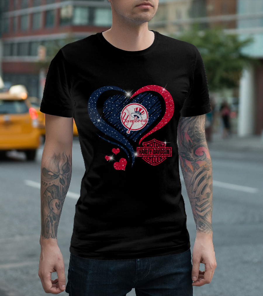 Yankees Heart Harley Davidson Mlb New York Yankees T-Shirt