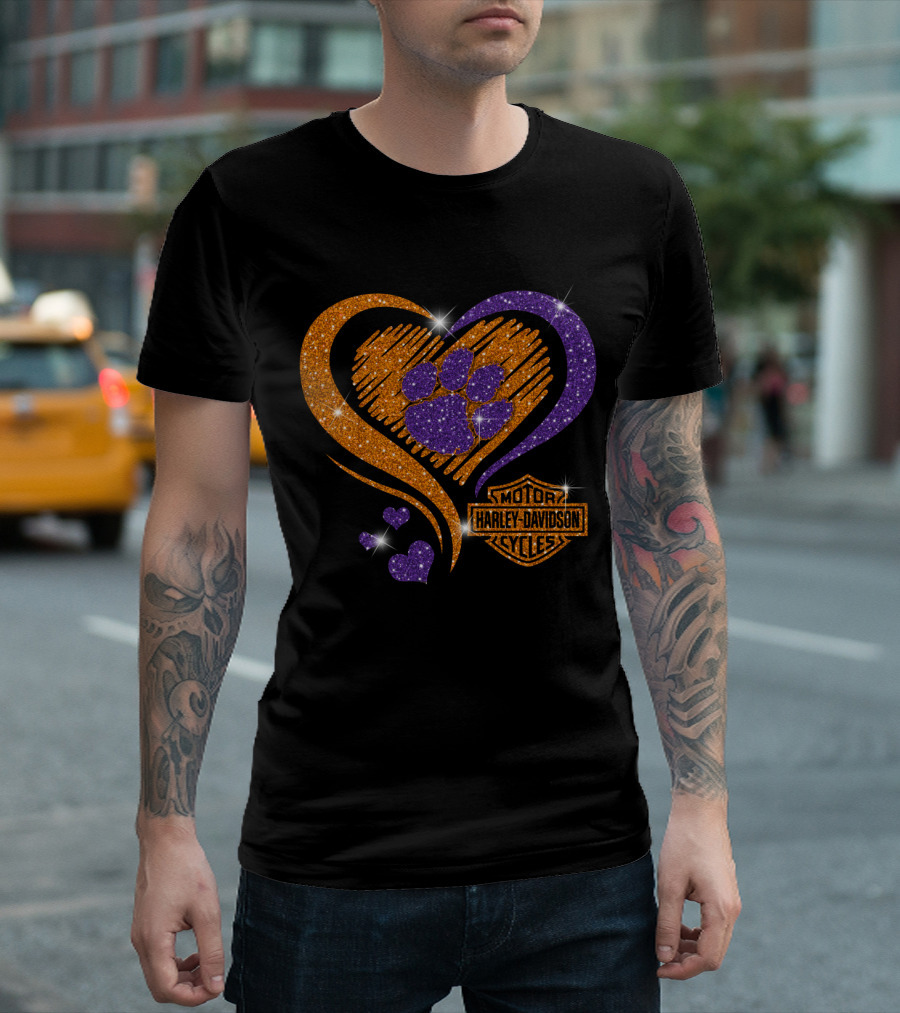 Clemson Tigers Heart Harley Davidson T-Shirt