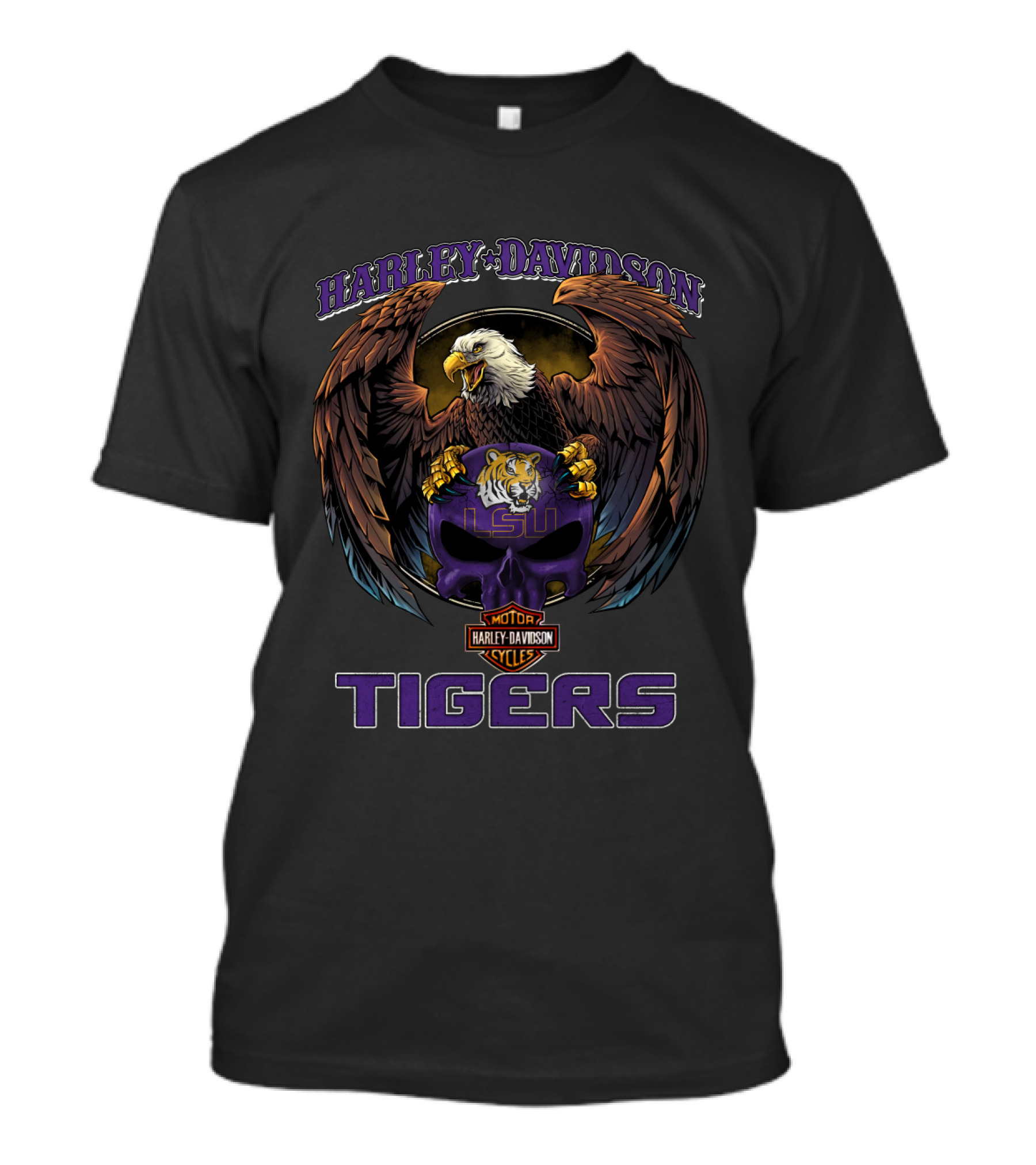Harley Davidson Lsu Tigers Motorcycles Eagle Badge T-Shirt