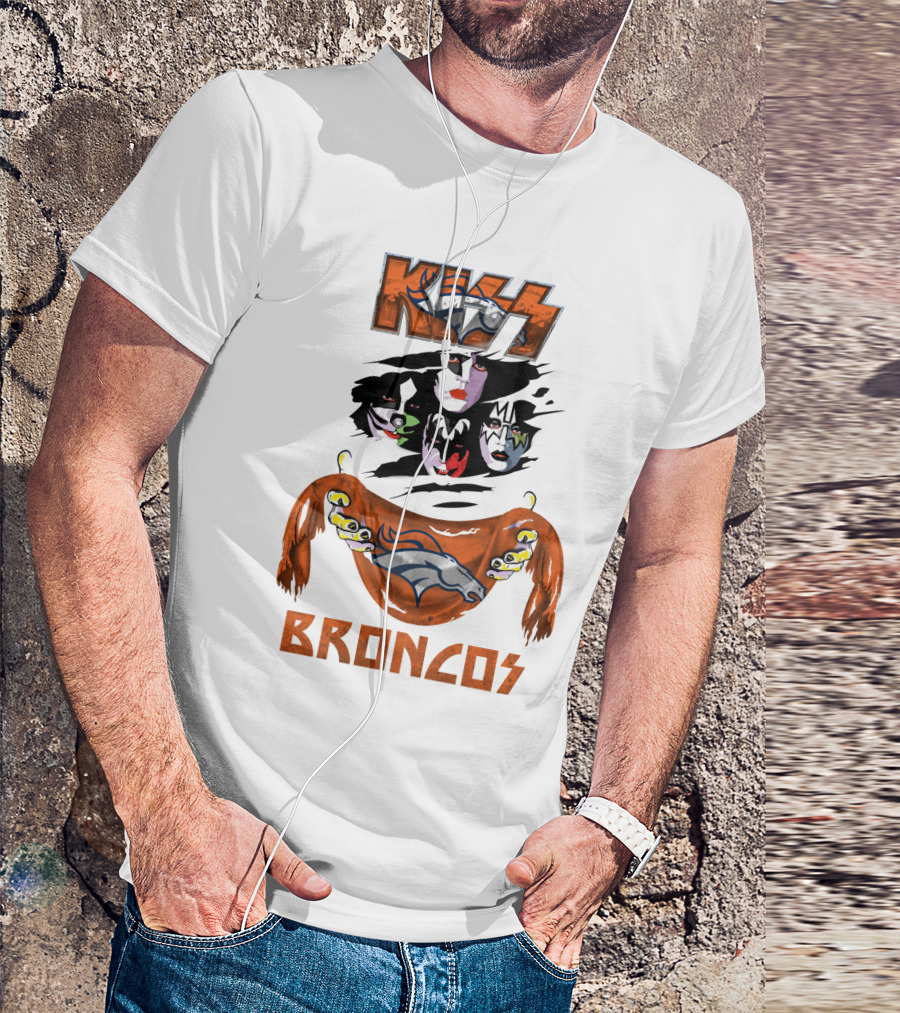 KISS Denver Broncos NFL Rock Band Crossover T-Shirt