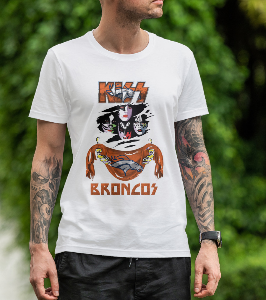 KISS Denver Broncos NFL Rock Band Crossover T-Shirt