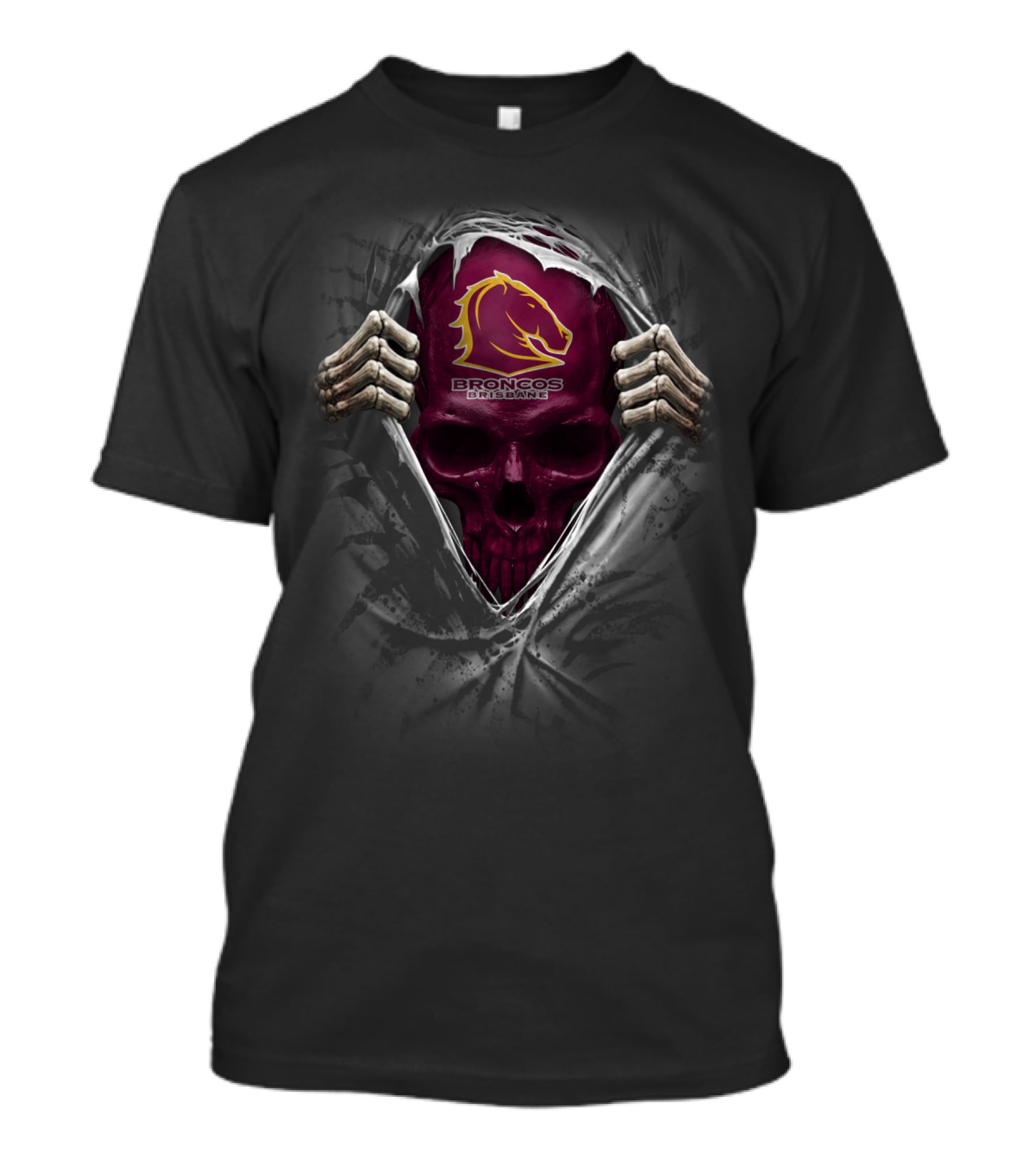 NRL Brisbane Broncos Skull T-Shirt