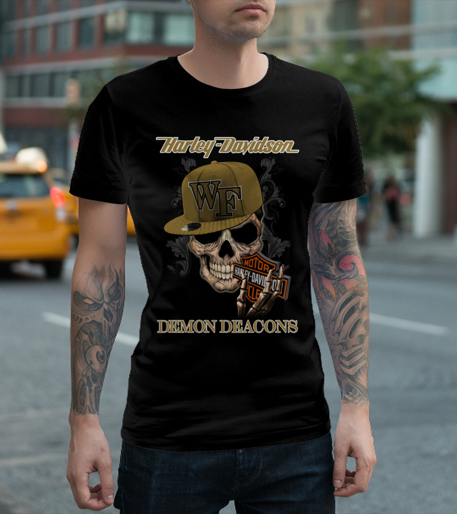 Harley Davidson Wf Skull Motorcycles Demon Deacons T-Shirt
