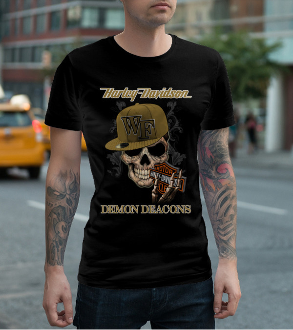 Harley Davidson Wf Skull Motorcycles Demon Deacons T-Shirt