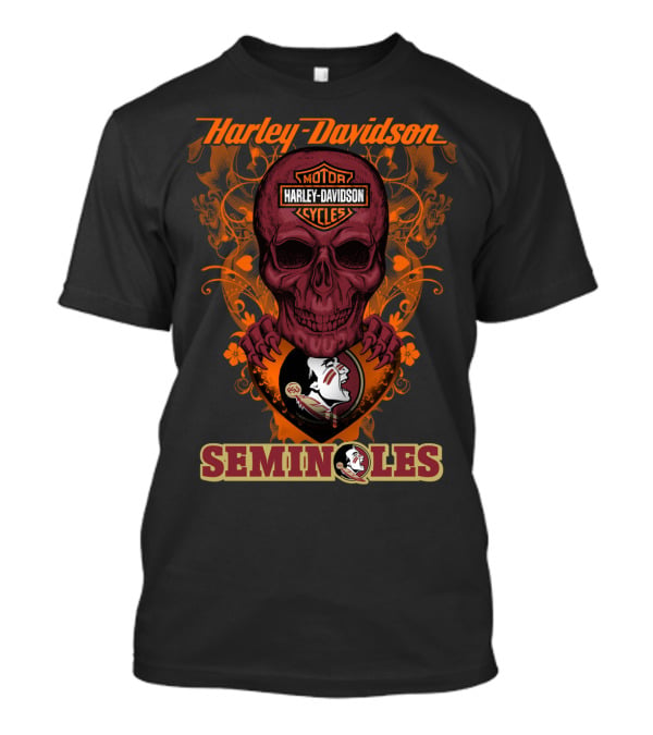 Harley Davidson Florida State Seminoles Motorcycles Skull T-Shirt