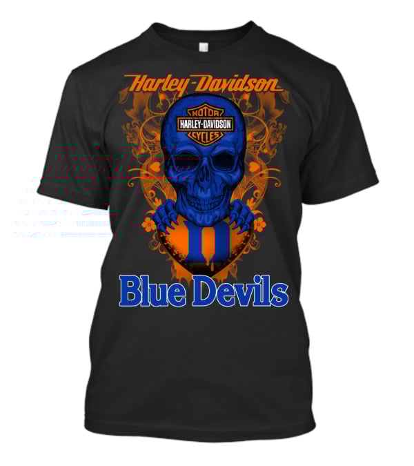 Harley Davidson Motorcycles Skull Blue Devils T-Shirt