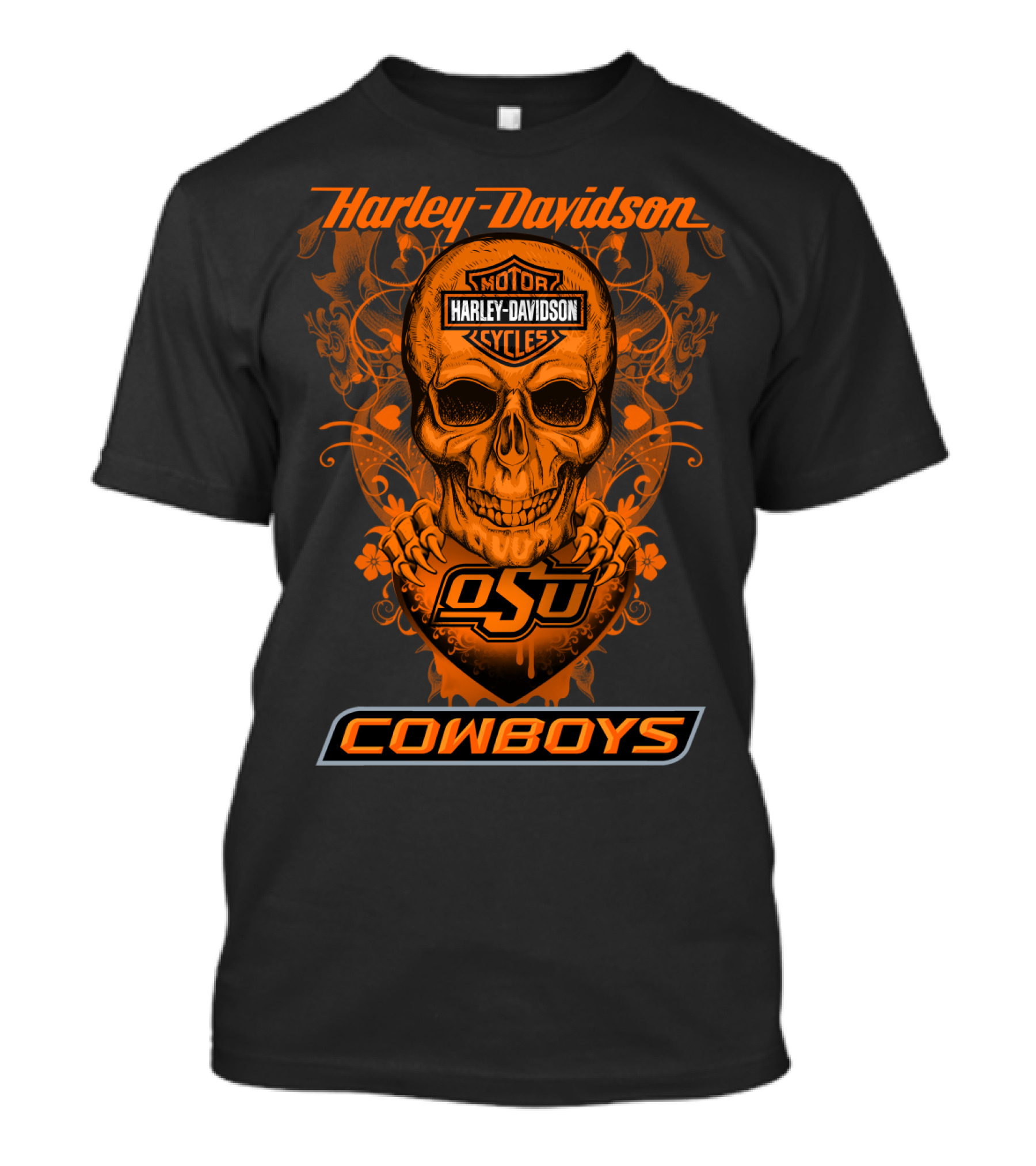 Harley Davidson Motor Cycles Osu Cowboys Skull T-Shirt