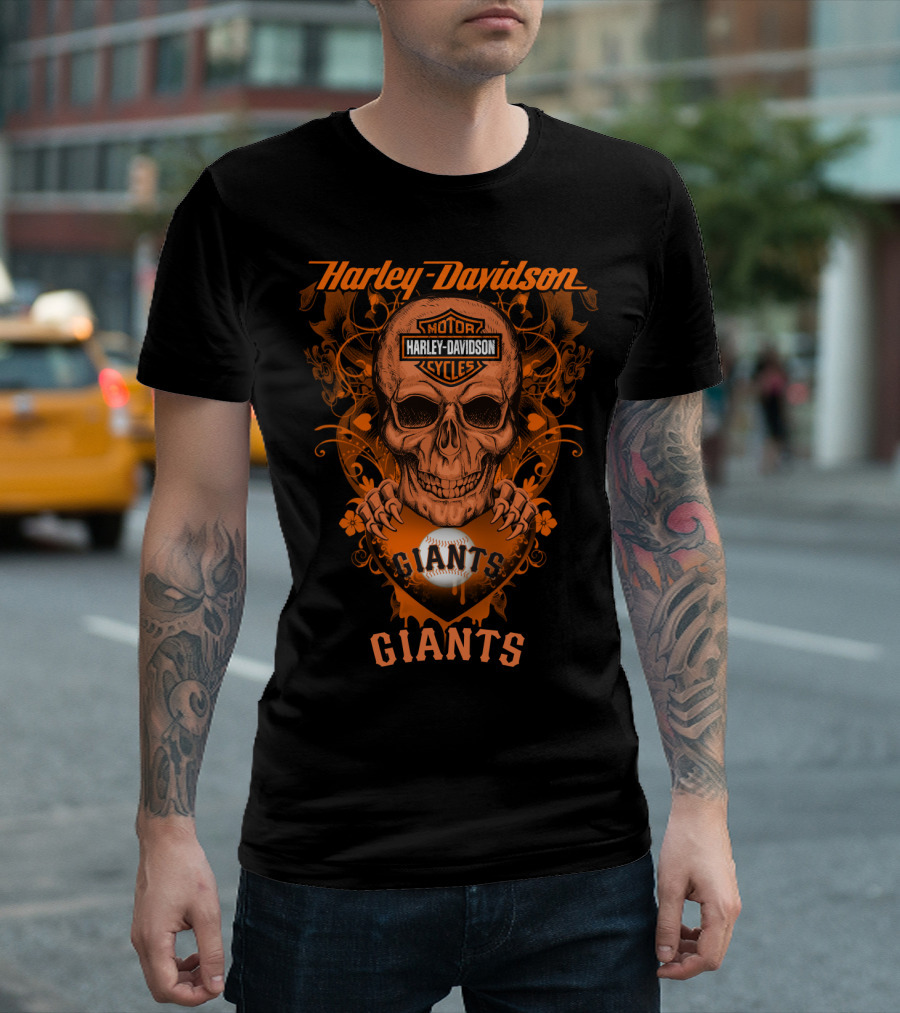 Harley Davidson Motor Cycles Giants Baseball San Francisco T-Shirt