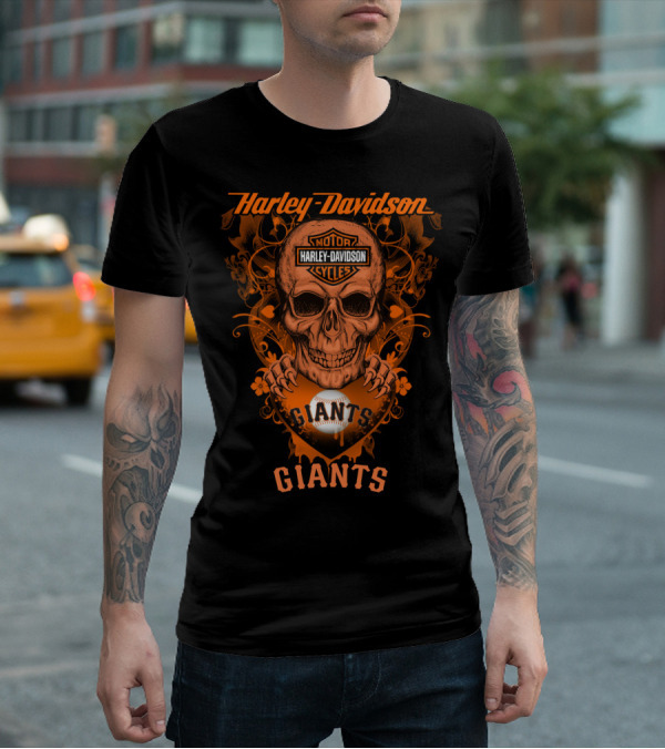 Harley Davidson Motor Cycles Giants Baseball San Francisco T-Shirt