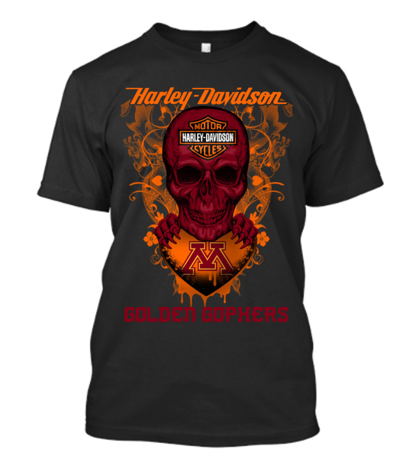 Harley Davidson Minnesota Golden Gophers Skull T-Shirt