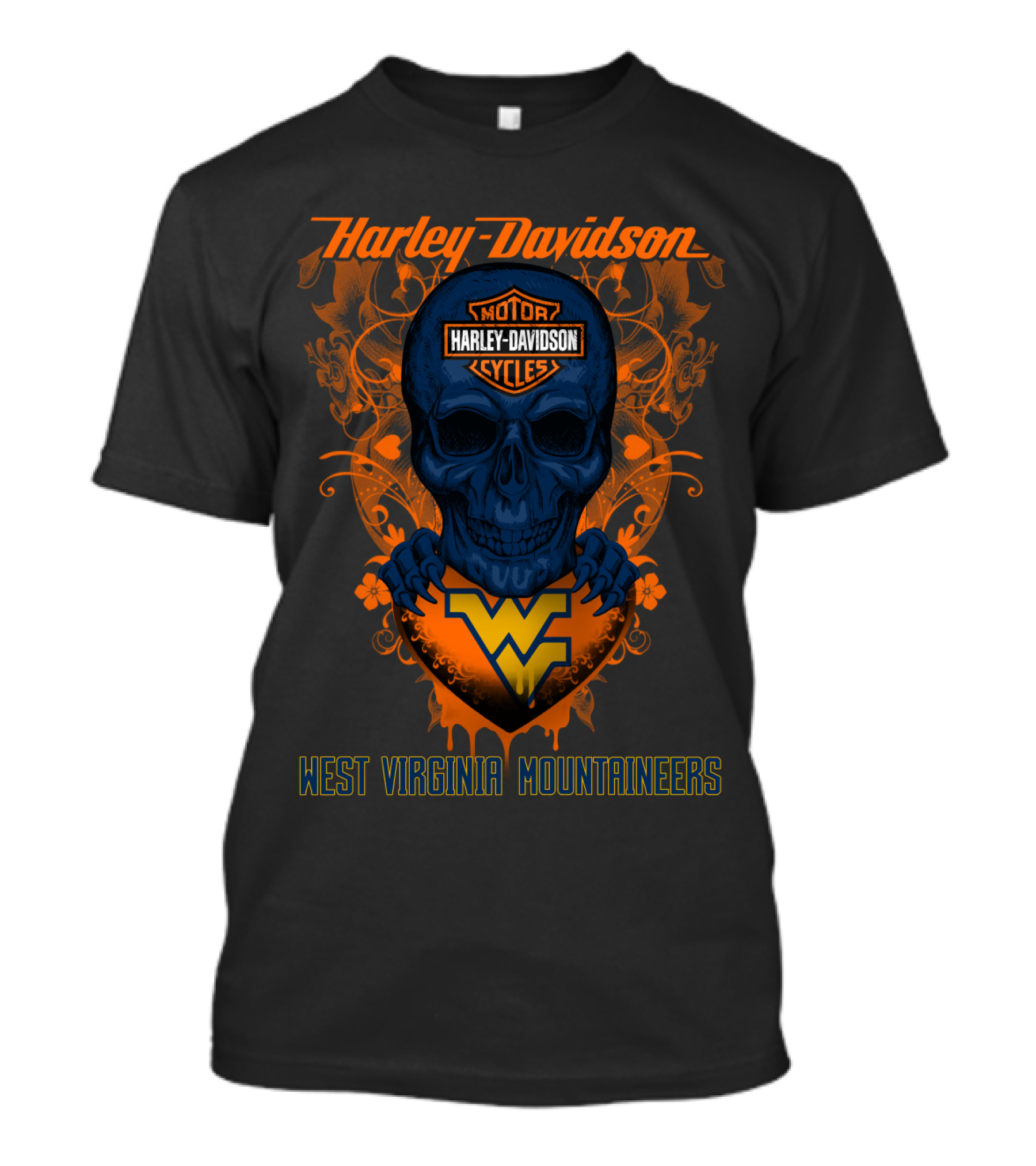 Harley Davidson West Virginia Mountaineers Skull T-Shirt
