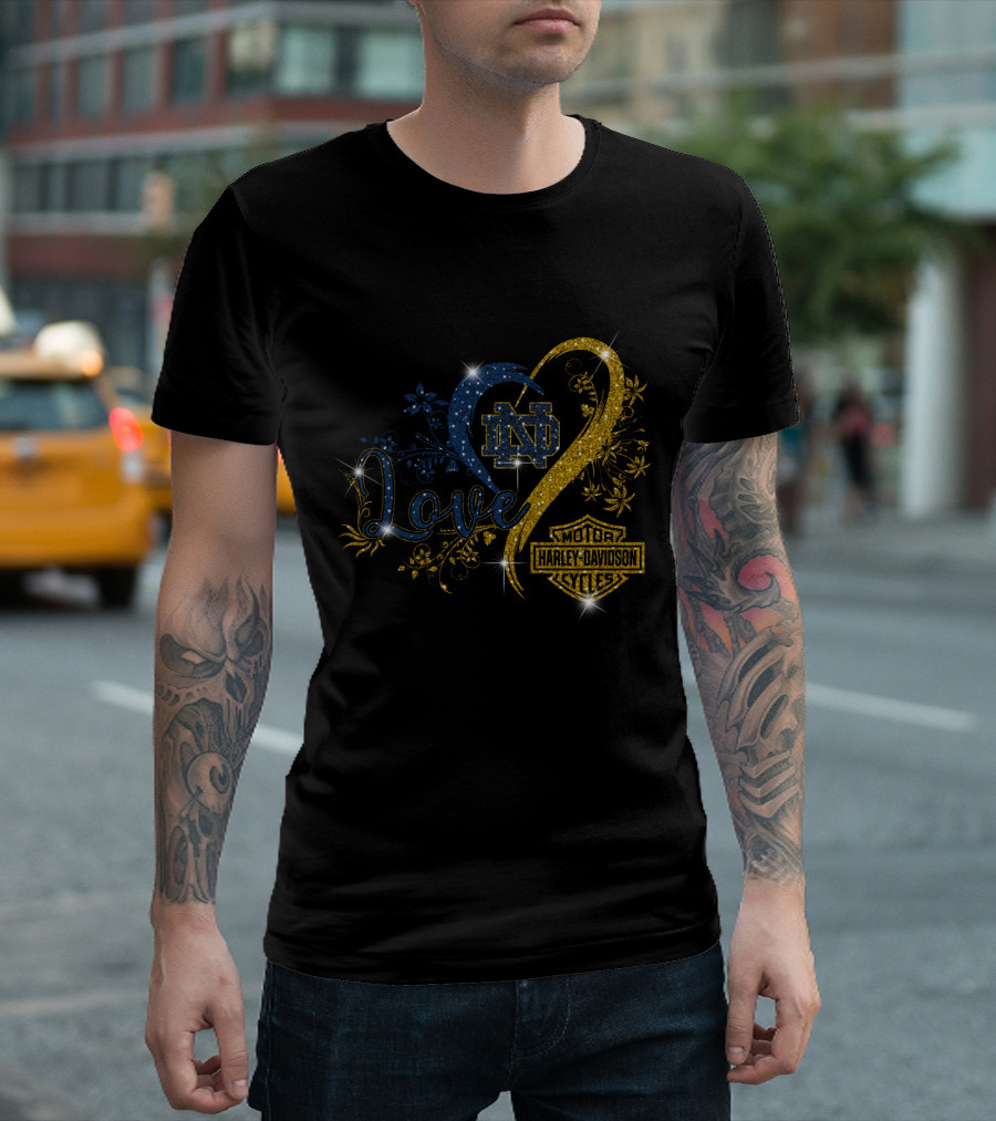 Love Notre Dame Fighting Irish Harley Davidson Motorcycles T-Shirt