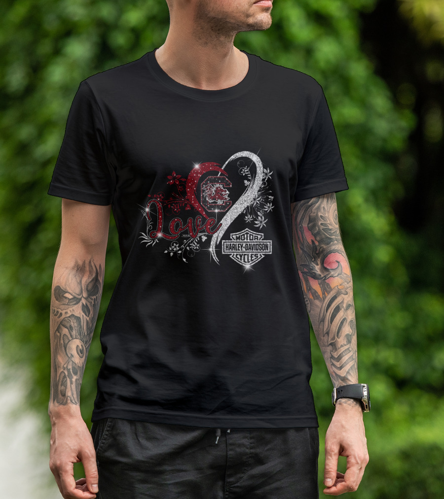 Love University Of South Carolina Gamecocks Harley Davidson T-Shirt