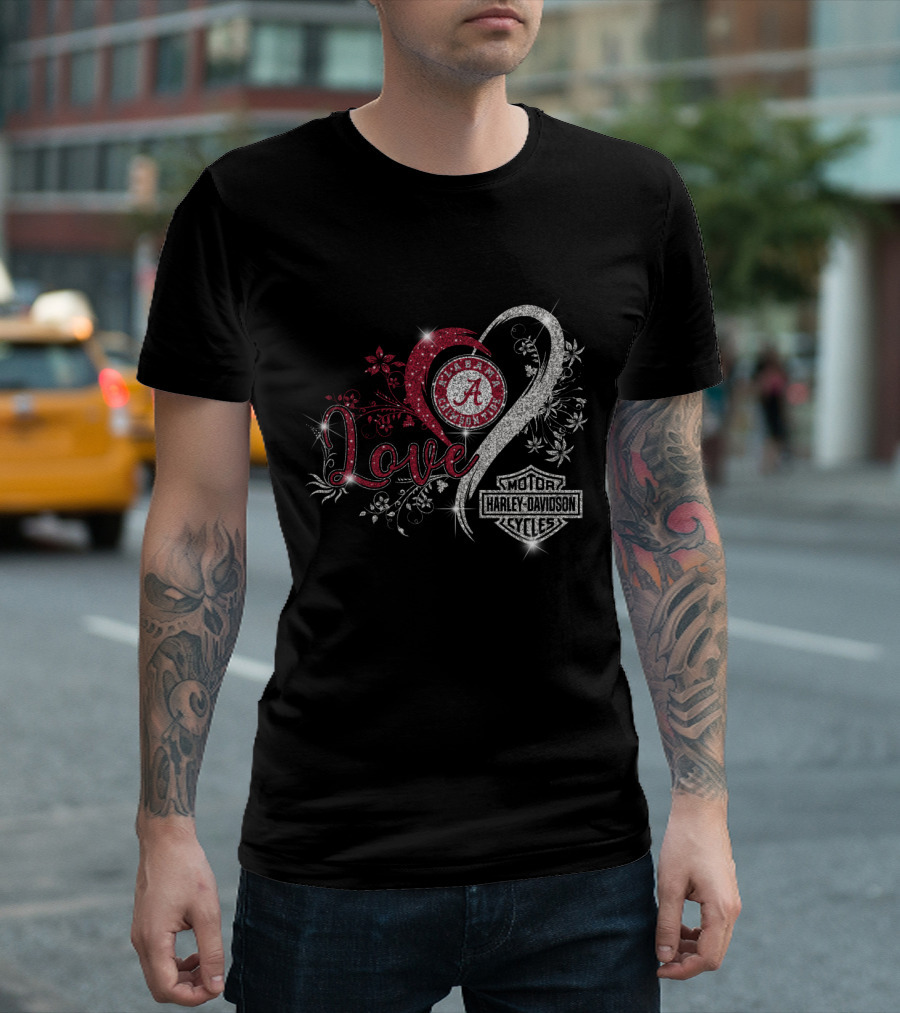Love Alabama Crimson Tide Harley Davidson Motorcycles T-Shirt