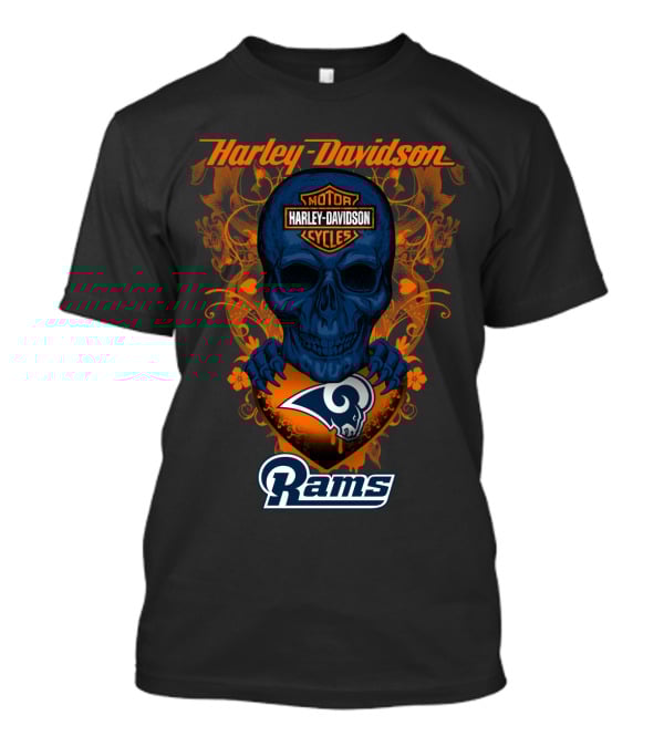 Harley Davidson Motorcycles Skull Los Angeles Rams T-Shirt