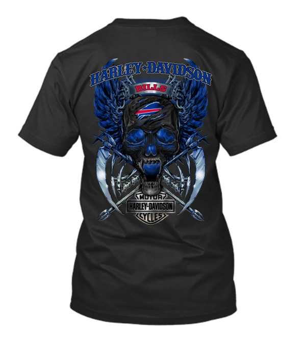 Harley Davidson Buffalo Bills Skull Wings And Swords T-Shirt