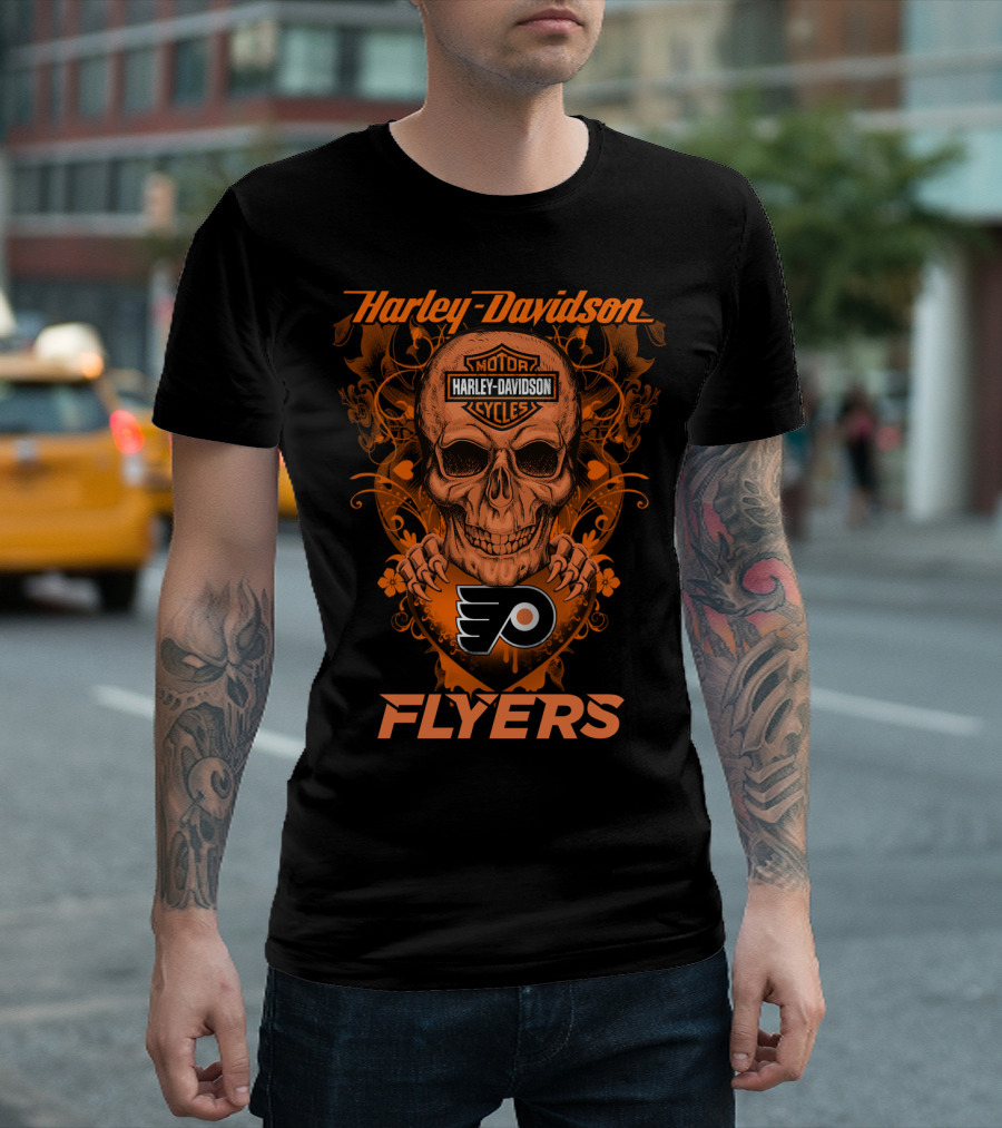 Harley Davidson Flyers Skull Nhl Philadelphia Flyers T-Shirt