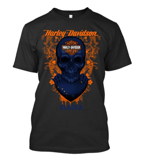 Harley Davidson Motor Cycles Skull Alaska T-Shirt