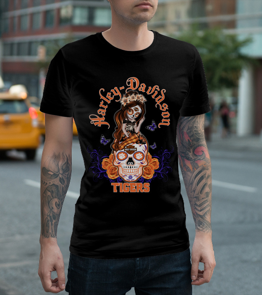 Harley Davidson Skull Girl Tigers T-Shirt