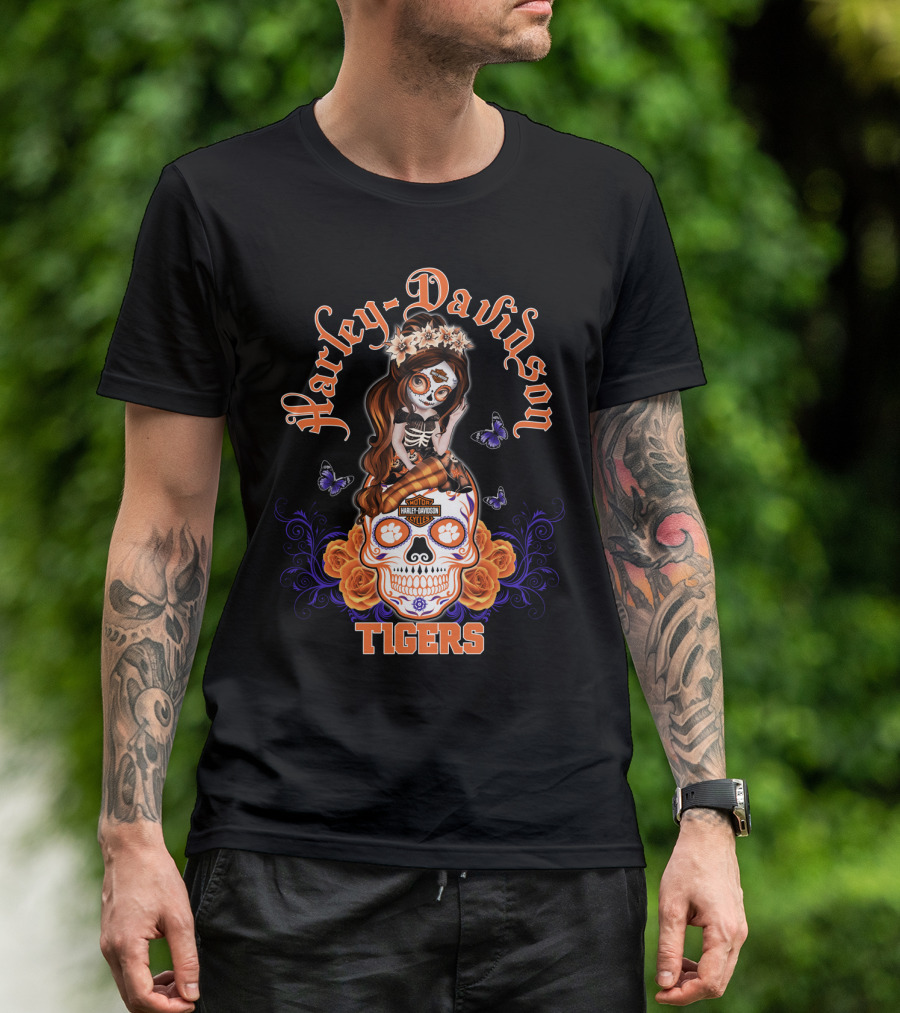Harley Davidson Skull Girl Tigers T-Shirt