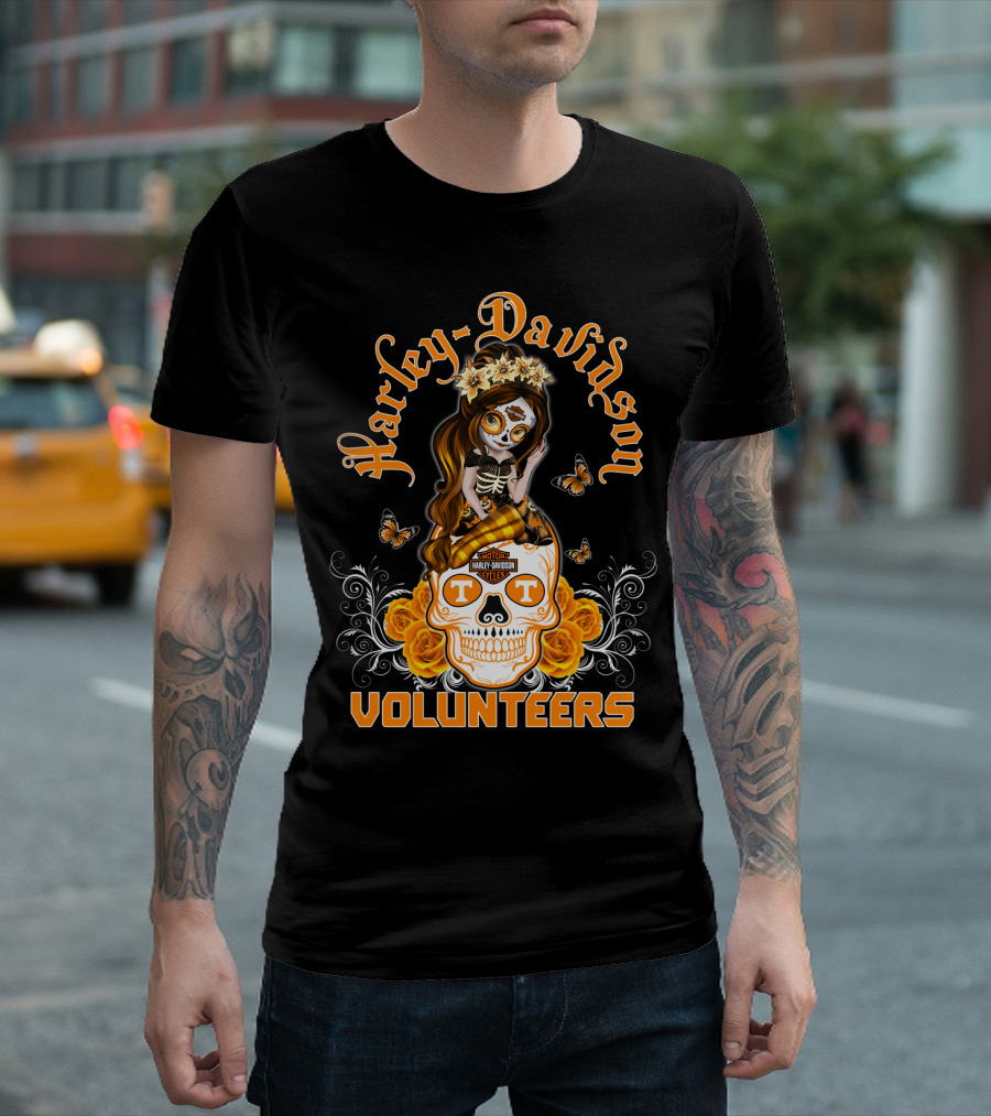 Harley Davidson Volunteers Tennessee Butterfly Skull Girl T-Shirt