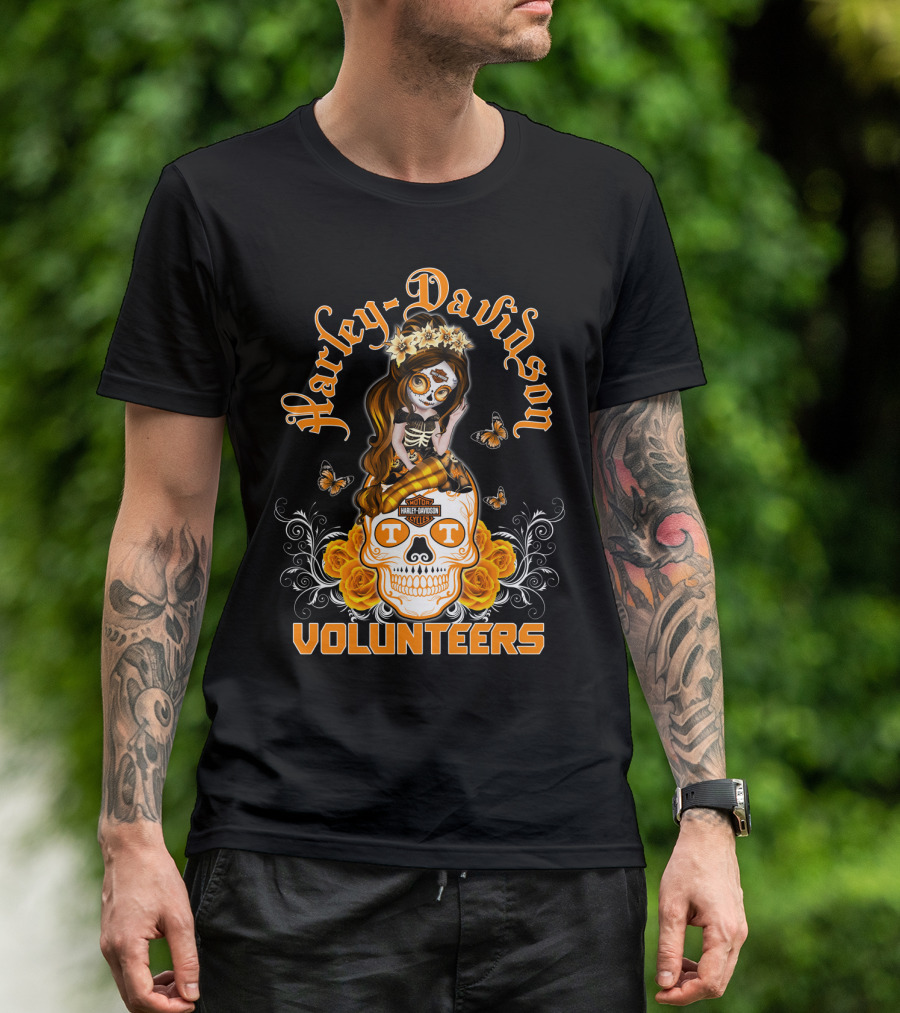 Harley Davidson Volunteers Tennessee Butterfly Skull Girl T-Shirt