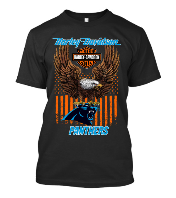 Harley Davidson Motor Cycles Eagle Carolina Panthers T-Shirt