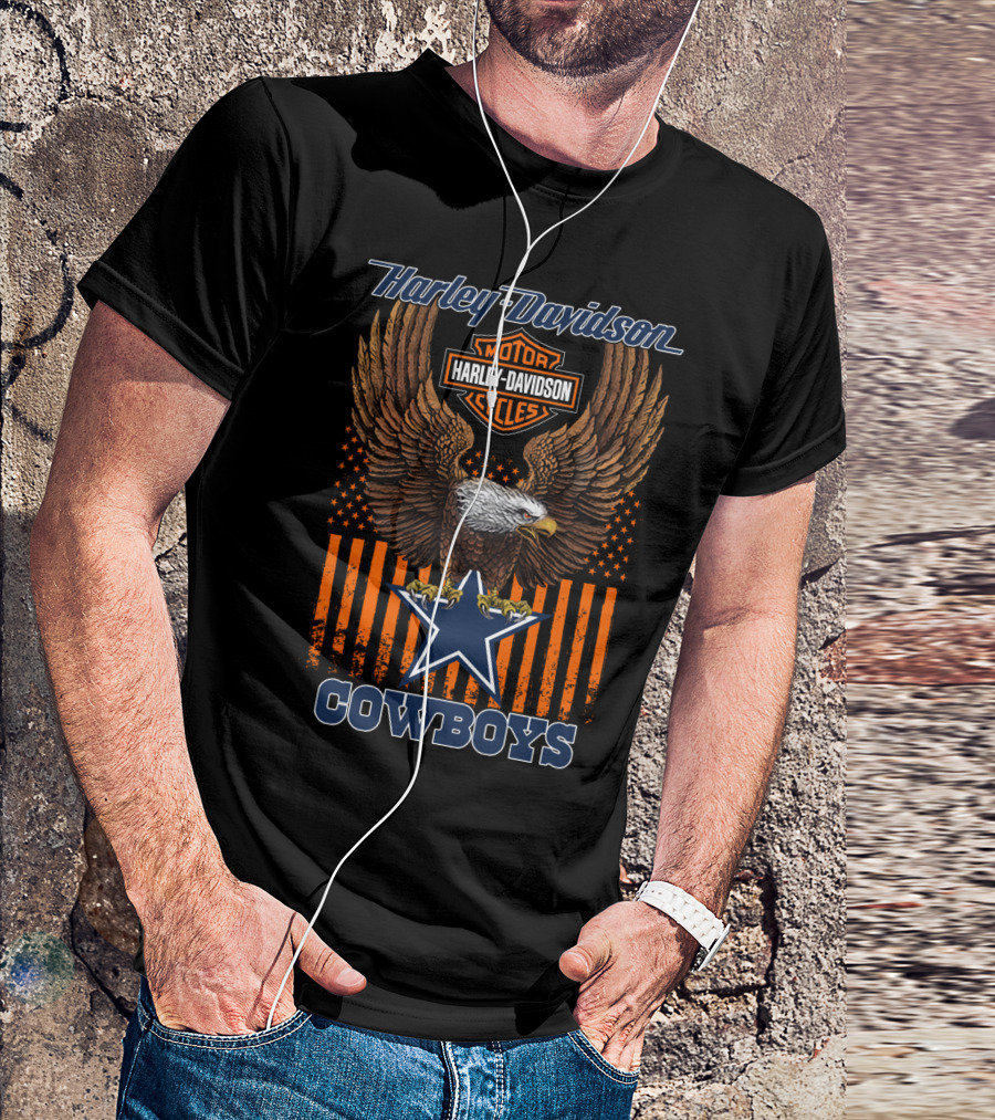 Harley Davidson Motor Cycles Eagle Cowboys T-Shirt