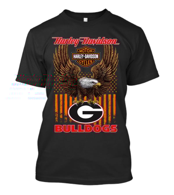 Harley Davidson Motorcycles Georgia Bulldogs Eagle Stars Stripes T-Shirt