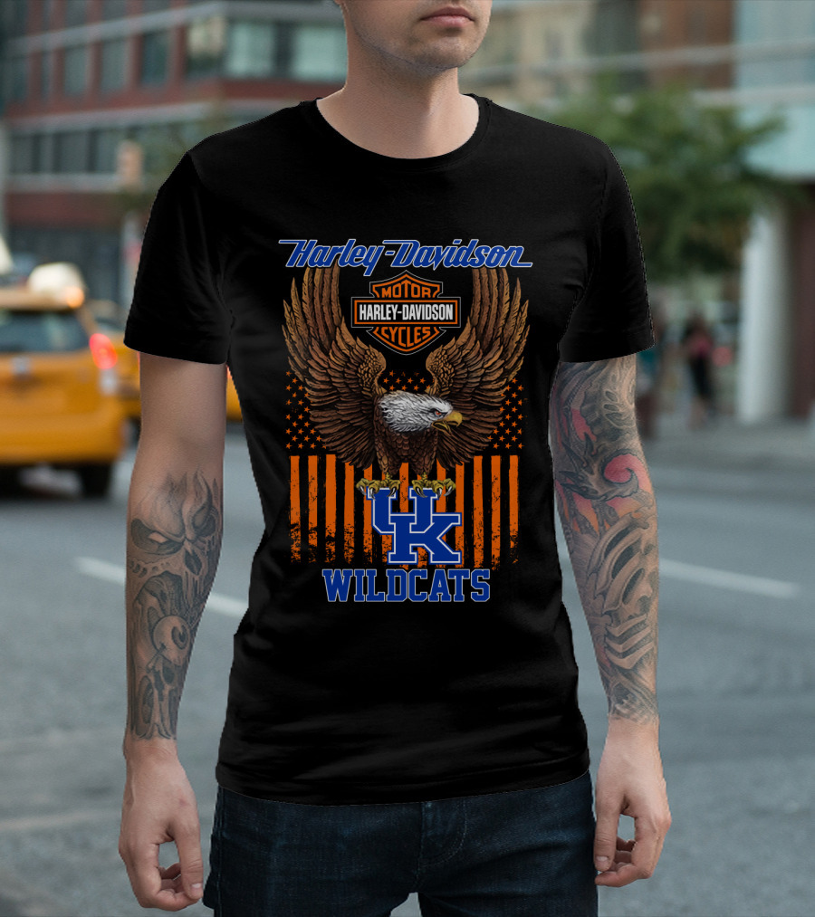 Harley Davidson Motor Cycles Eagle Uk Wildcats T-Shirt