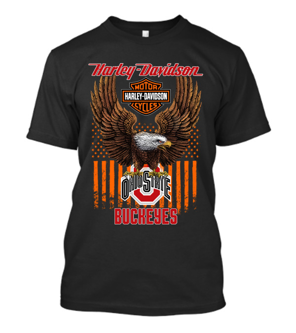 Harley Davidson Motor Cycles Ohio State Buckeyes Eagle T-Shirt