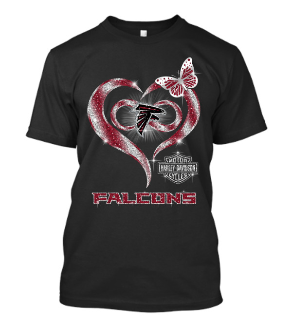 Hlh01 Atlanta Falcons Heart Butterfly Harley Davidson Motorcycles T-Shirt
