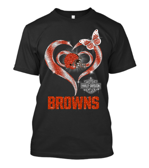 Browns Heart Helmet Butterfly Motor Harley Davidson Cycles T-Shirt
