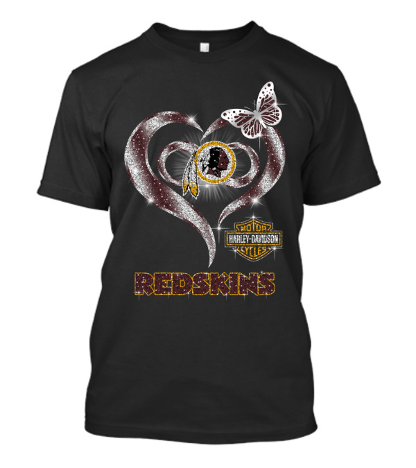Hlh01 Washington Redskins Harley Davidson Heart Butterfly T-Shirt