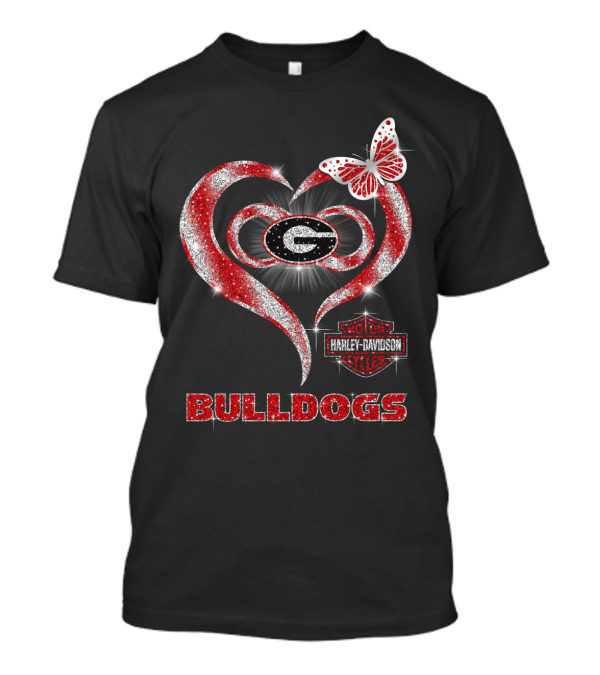 Hlh01 Georgia Bulldogs Heart Harley Davidson Styles Butterfly T-Shirt