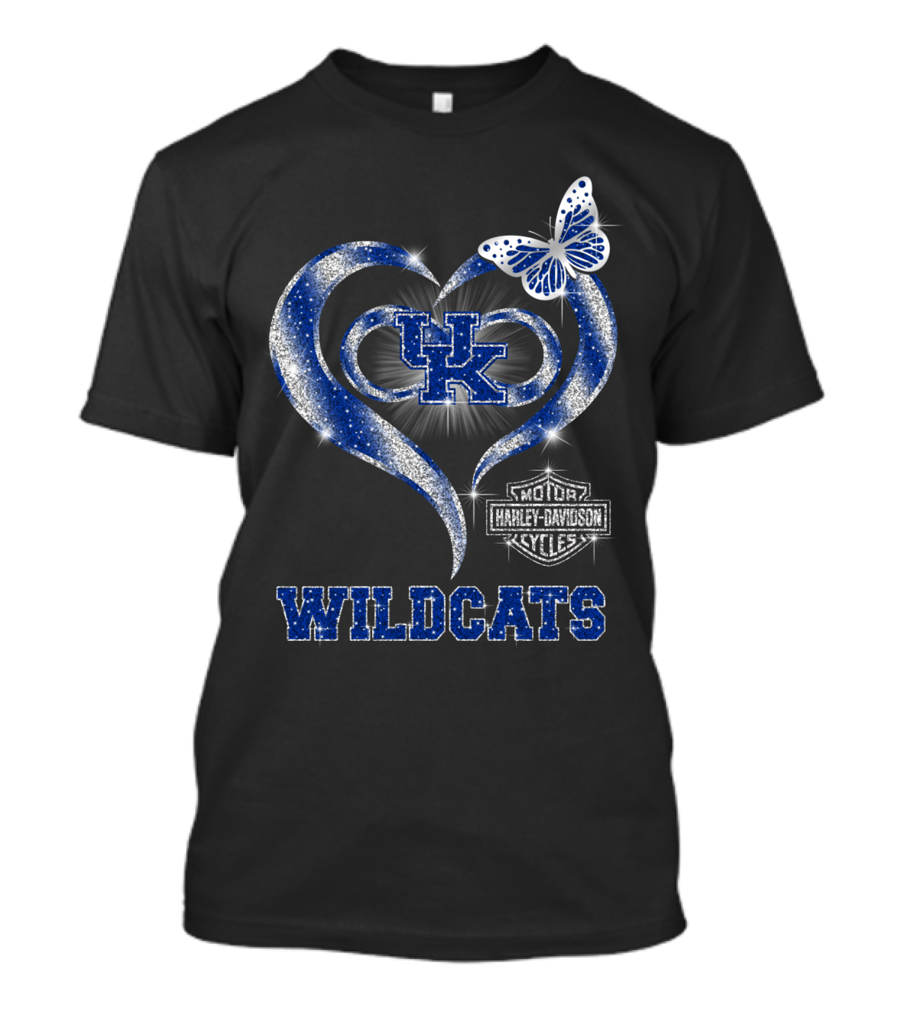 Uk Wildcats Heart Motor Harley Davidson Cycles Butterfly T-Shirt