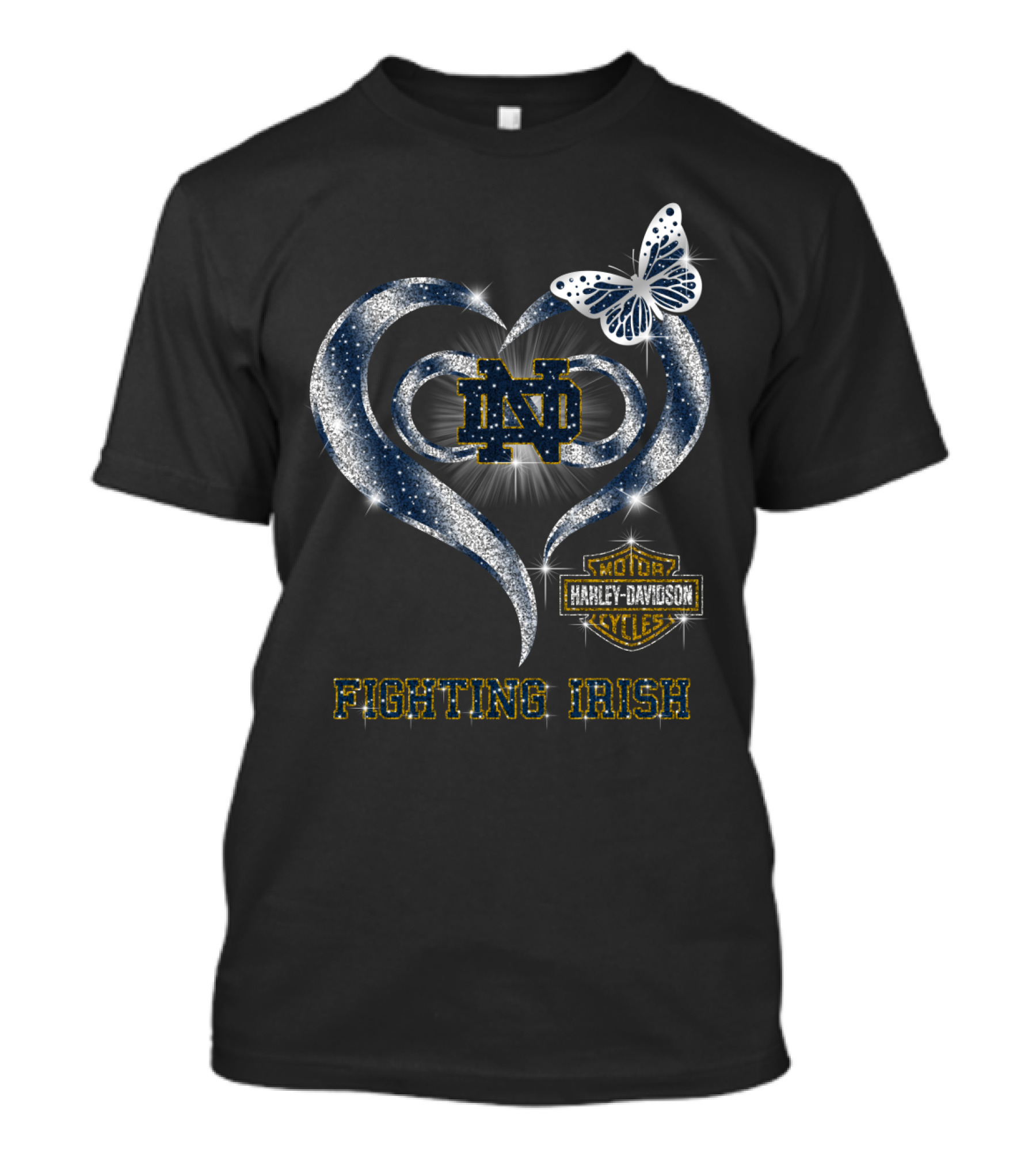 Nd Motor Harley Davidson Cycles Heart Butterfly Fighting Irish T-Shirt