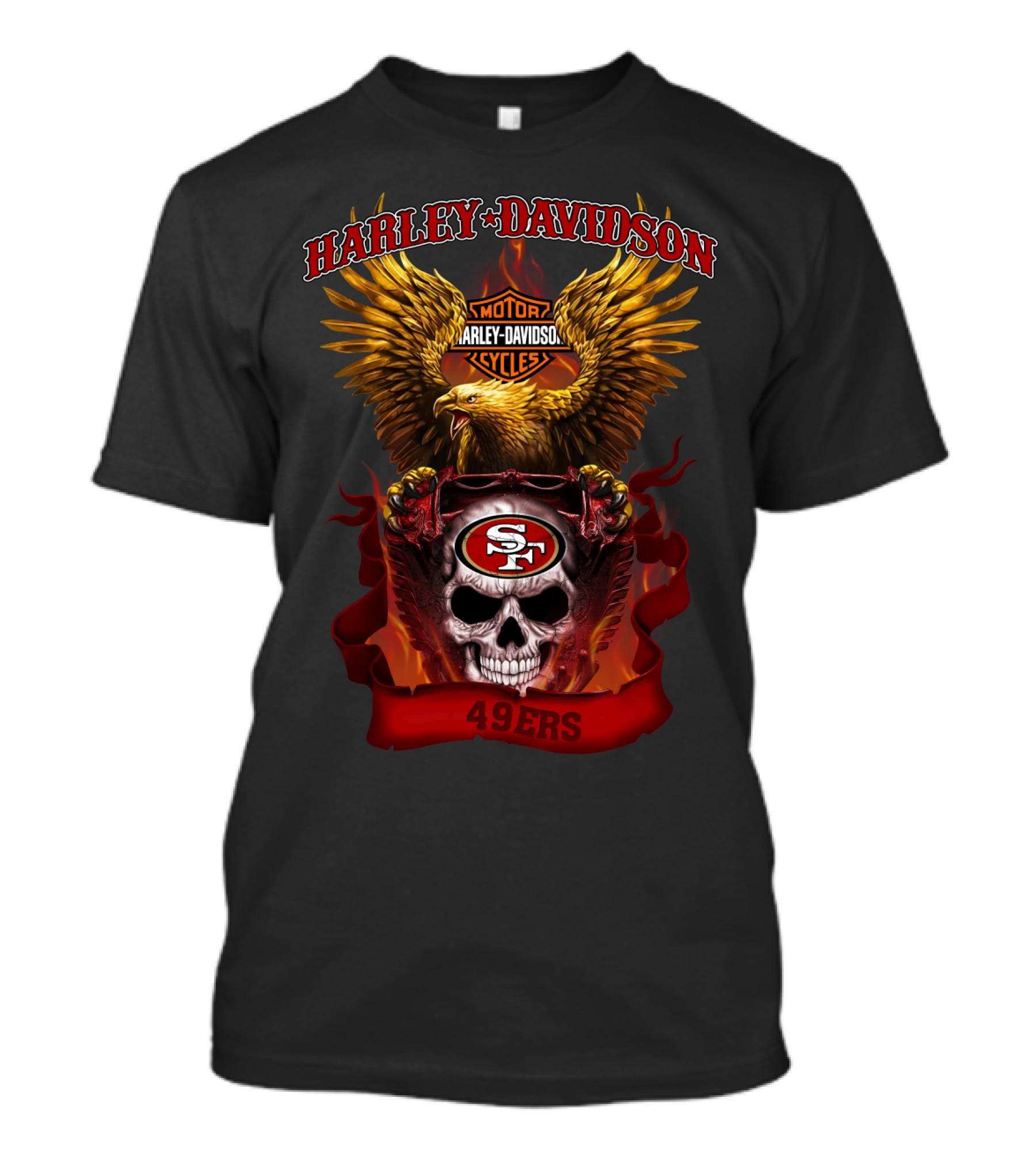 Harley Davidson 49ers Motorcycles Sf Skull Eagle T-Shirt