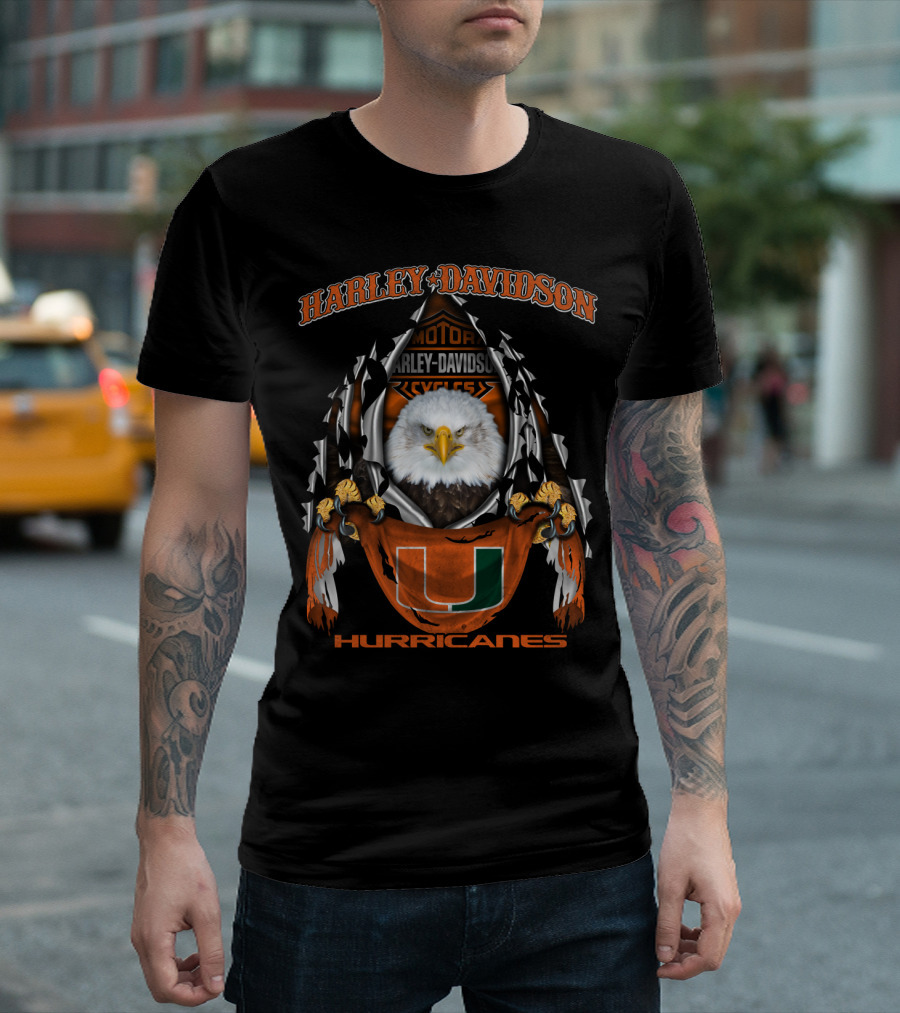Harley Davidson Eagles Ncaa Miami Hurricanes U T-Shirt