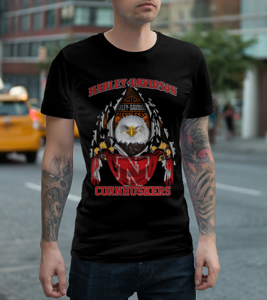 Harley Davidson Nebraska Cornhuskers Eagle Motorcycles T-Shirt