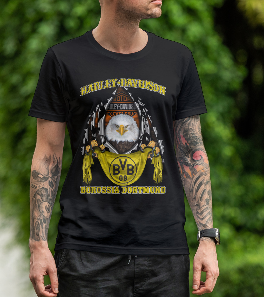 Harley Davidson Bvb 09 Borussia Dortmund Eagle Motor Cycles T-Shirt