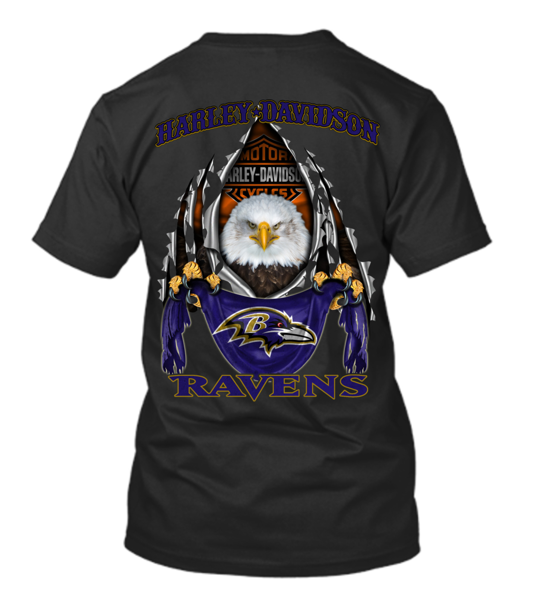 Harley Davidson Baltimore Ravens Eagle Motif T-Shirt