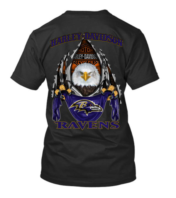 Harley Davidson Baltimore Ravens Eagle Motif T-Shirt