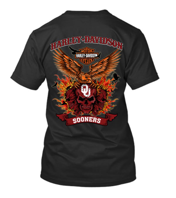 Harley Davidson Motorcycles Oklahoma Sooners Ou Skull Flame T-Shirt