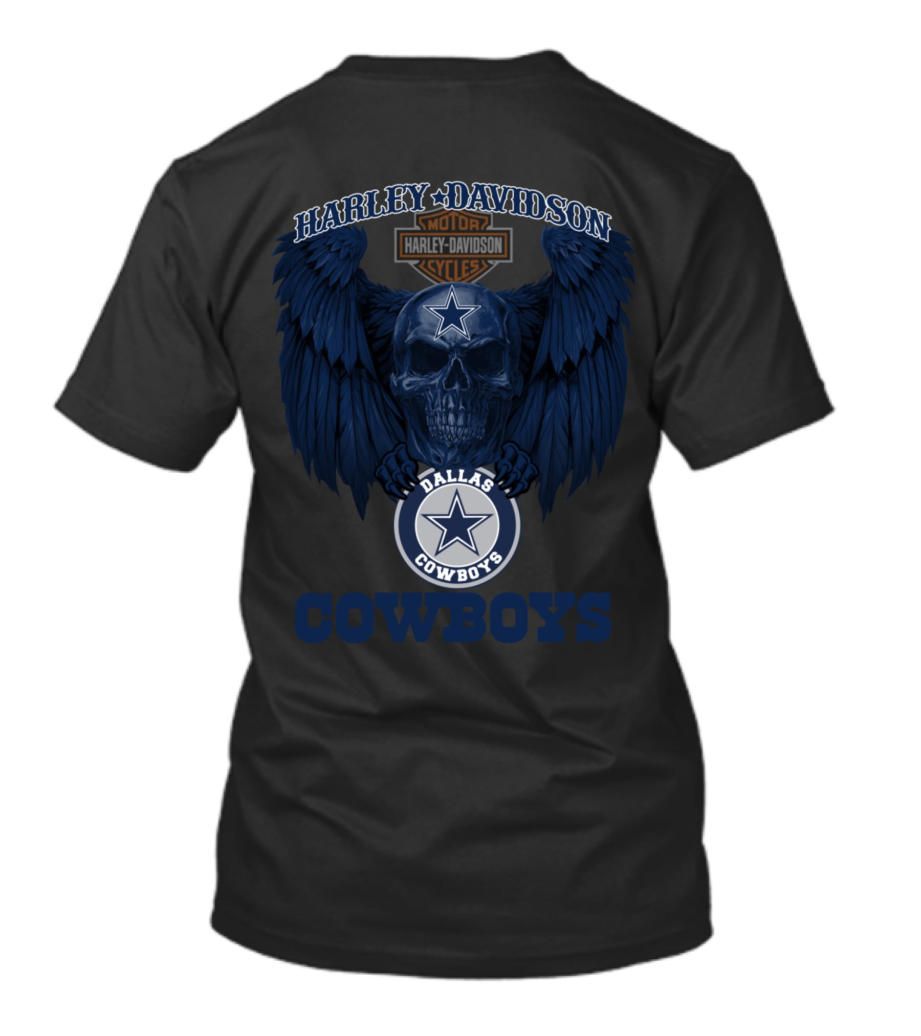 Harley Davidson Dallas Cowboys Cowboys Nfl Skull Wings T-Shirt