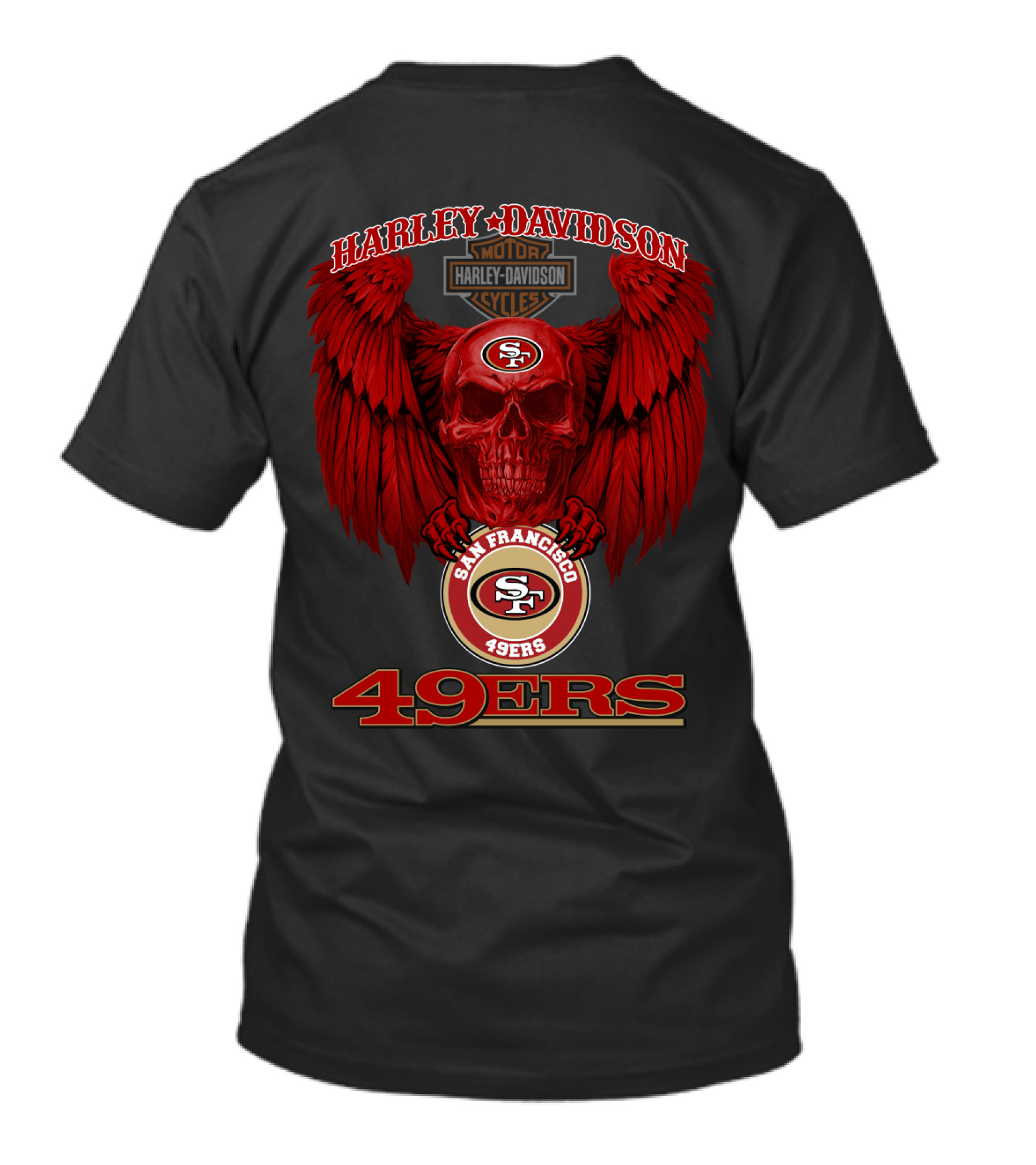Harley Davidson San Francisco 49ers Skull Wings 49ers T-Shirt