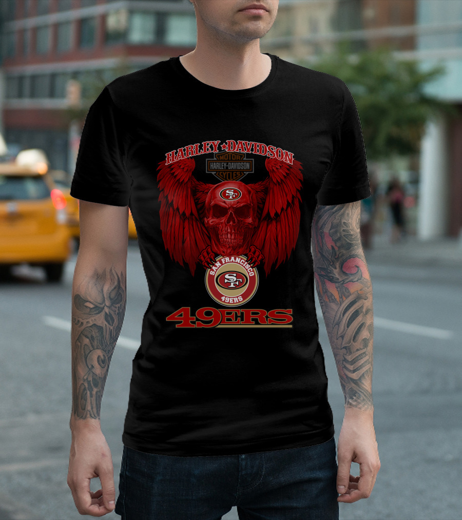 Harley Davidson San Francisco 49ers Skull Wings 49ers T-Shirt