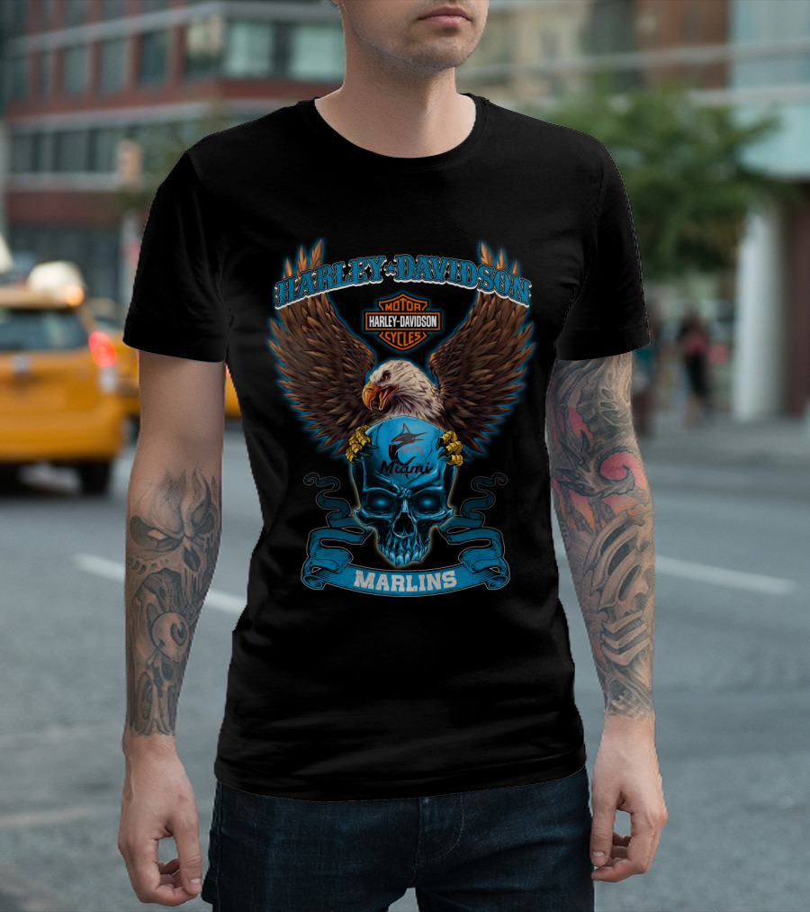 Harley Davidson Motor Cycles Miami Marlins T-Shirt