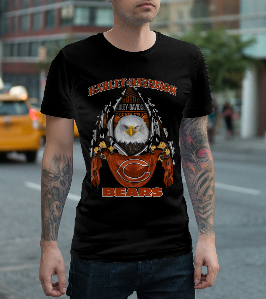 Harley Davidson Bears Chicago Nfl Motorcycle Eagle T-Shirt