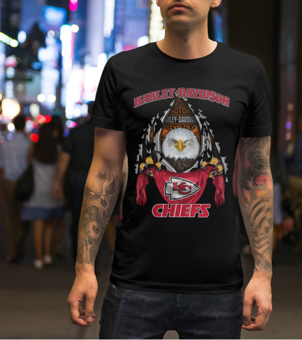 Harley Davidson Motorcycles Eagle Kansas City Chiefs T-Shirt